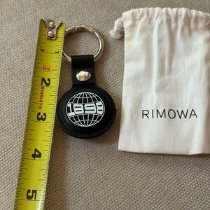 RIMOWA Black Leather AirTag Key Ring with 1898 Globe Logo